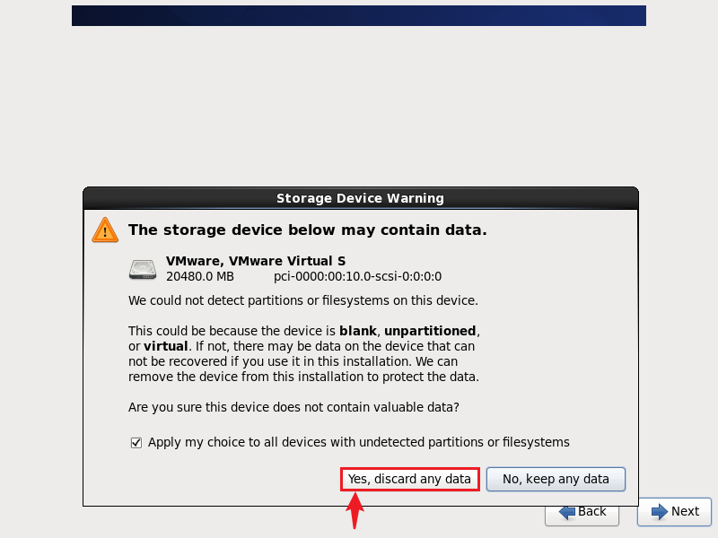 setting discard any data